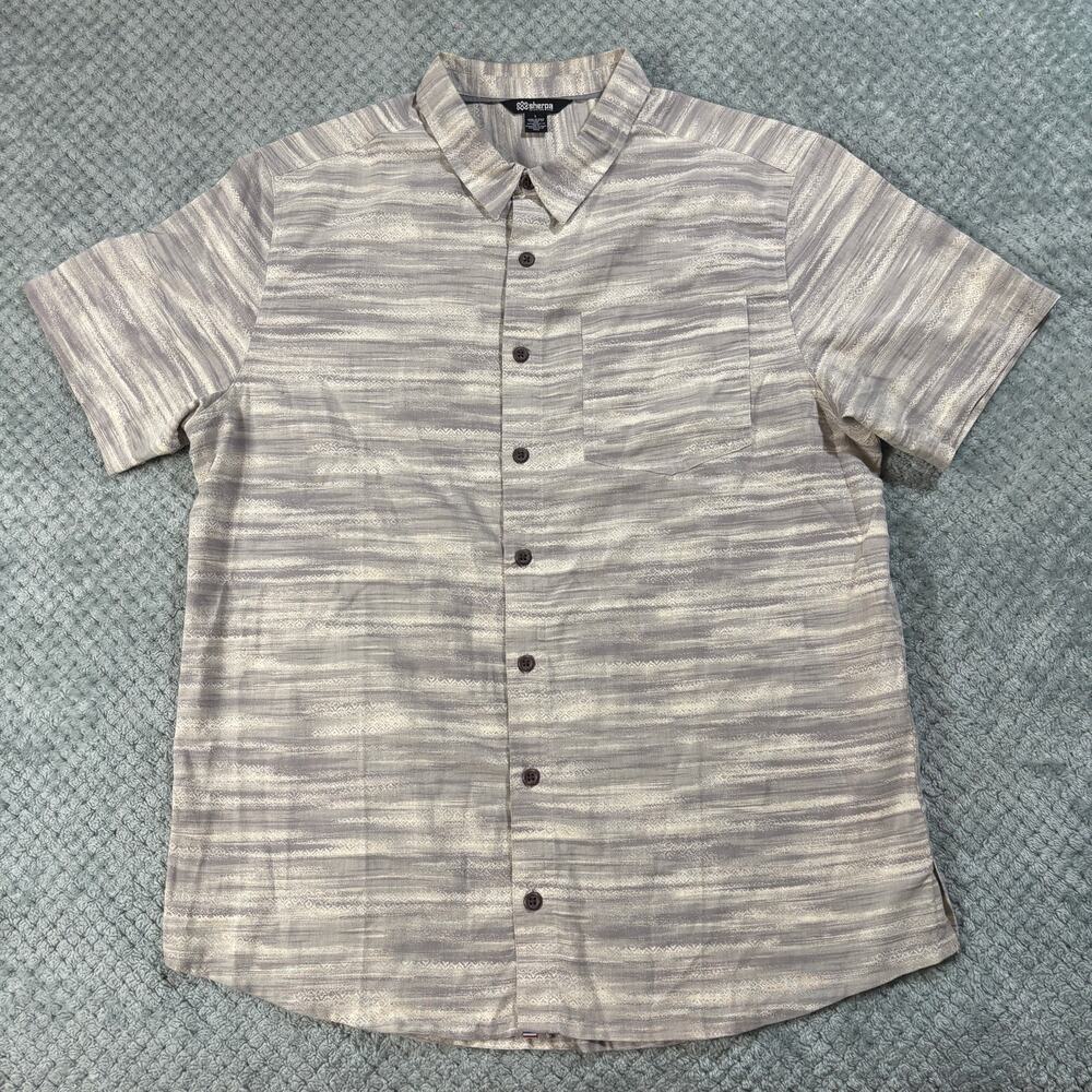 Sherpa Adventure Gear Men's Striped Aztec Casual Button Shirt Sz L